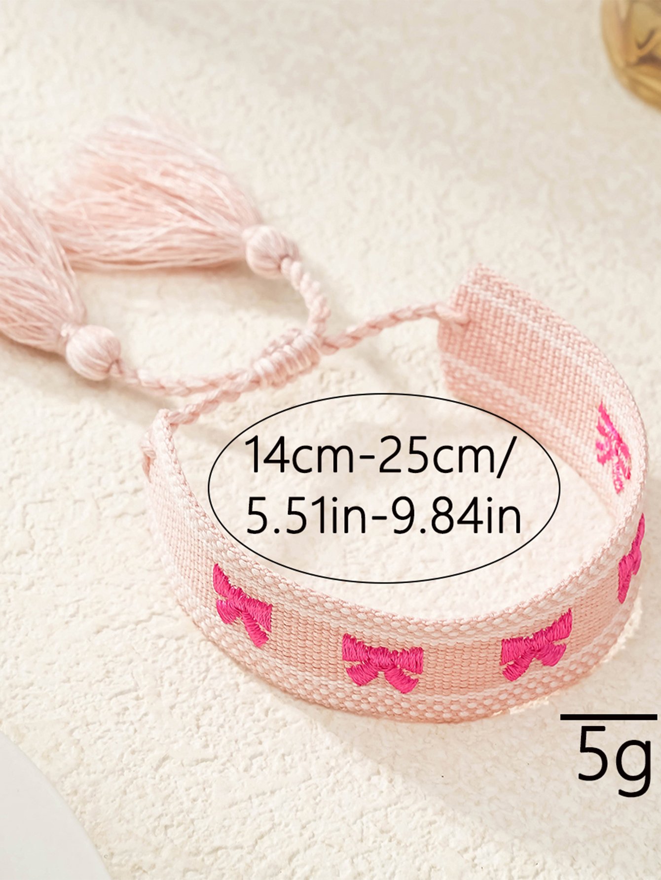 Multi-Color Embroidered Woven Bracelet with Tassel Charm