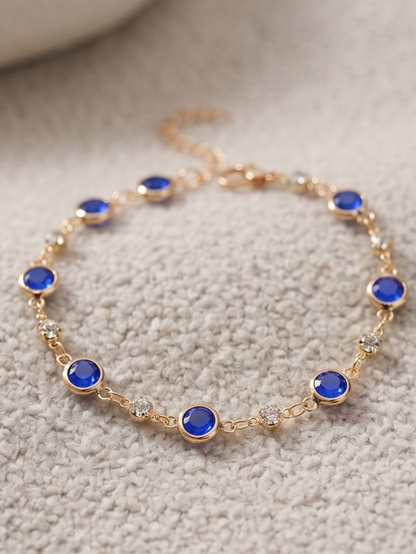 Gold Tone Gemstone Embellished Link Bracelet
