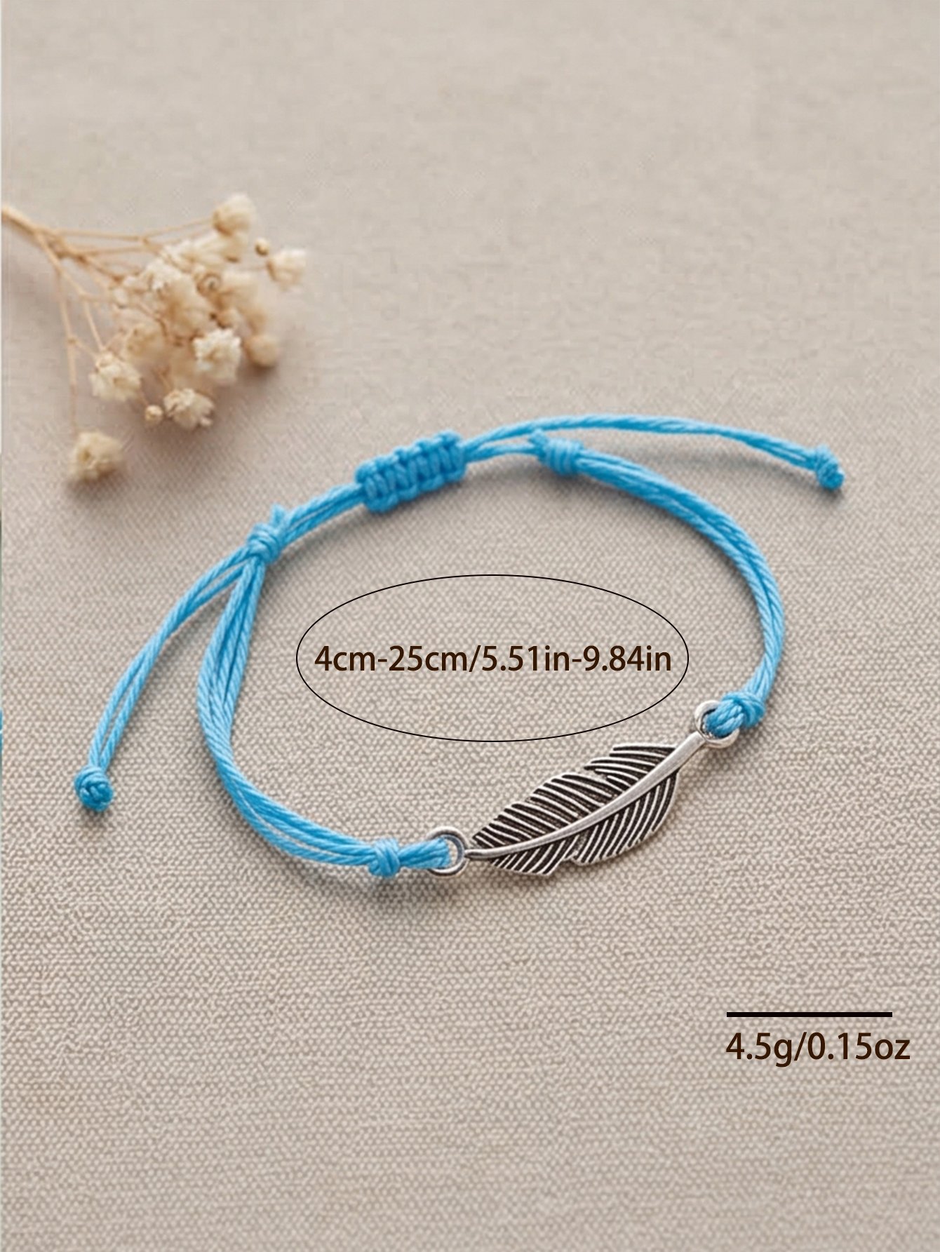 Blue Woven Leaf Charm Bracelet