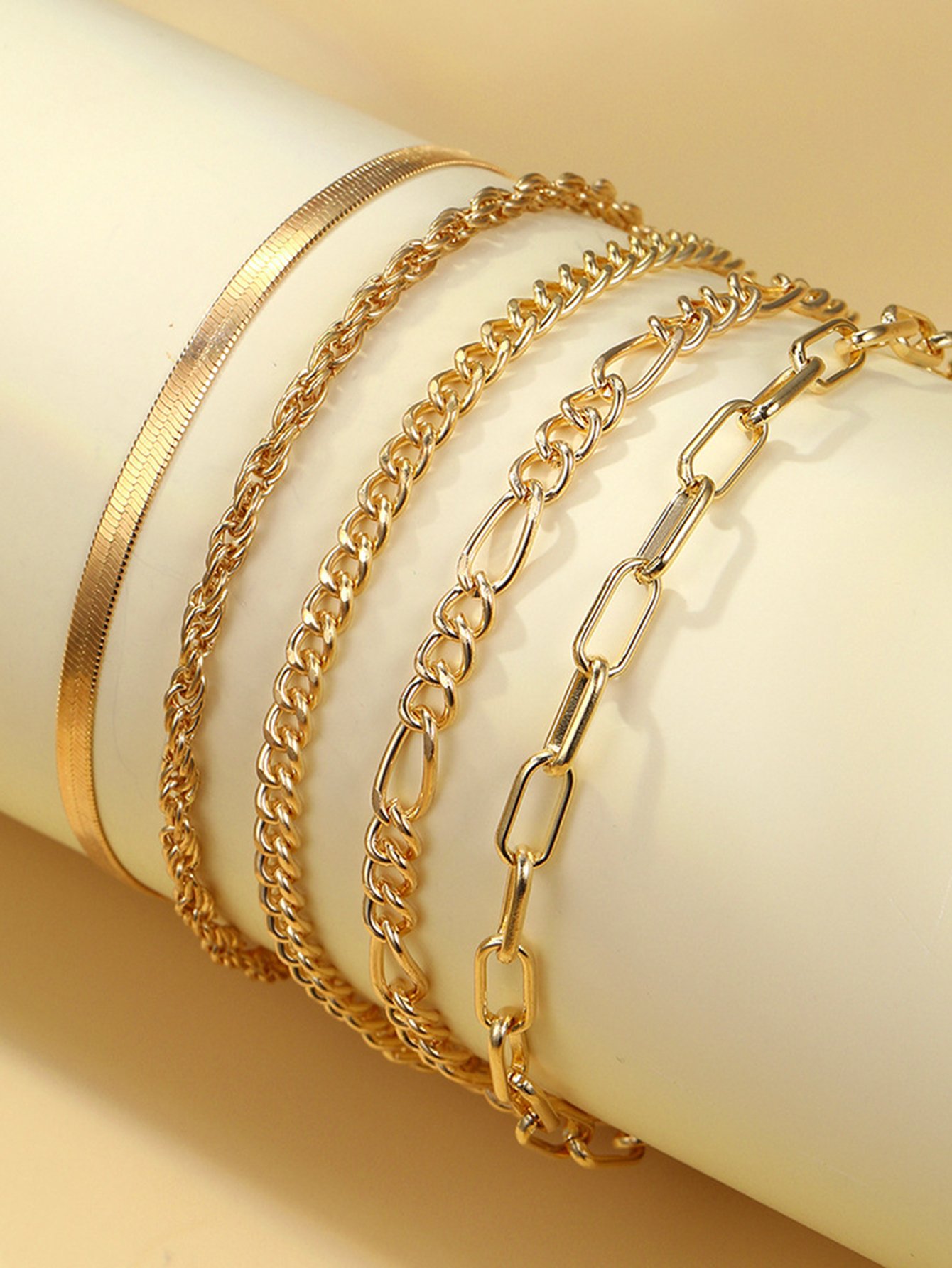 Pack of 5 - Gold Tone Link Bracelets