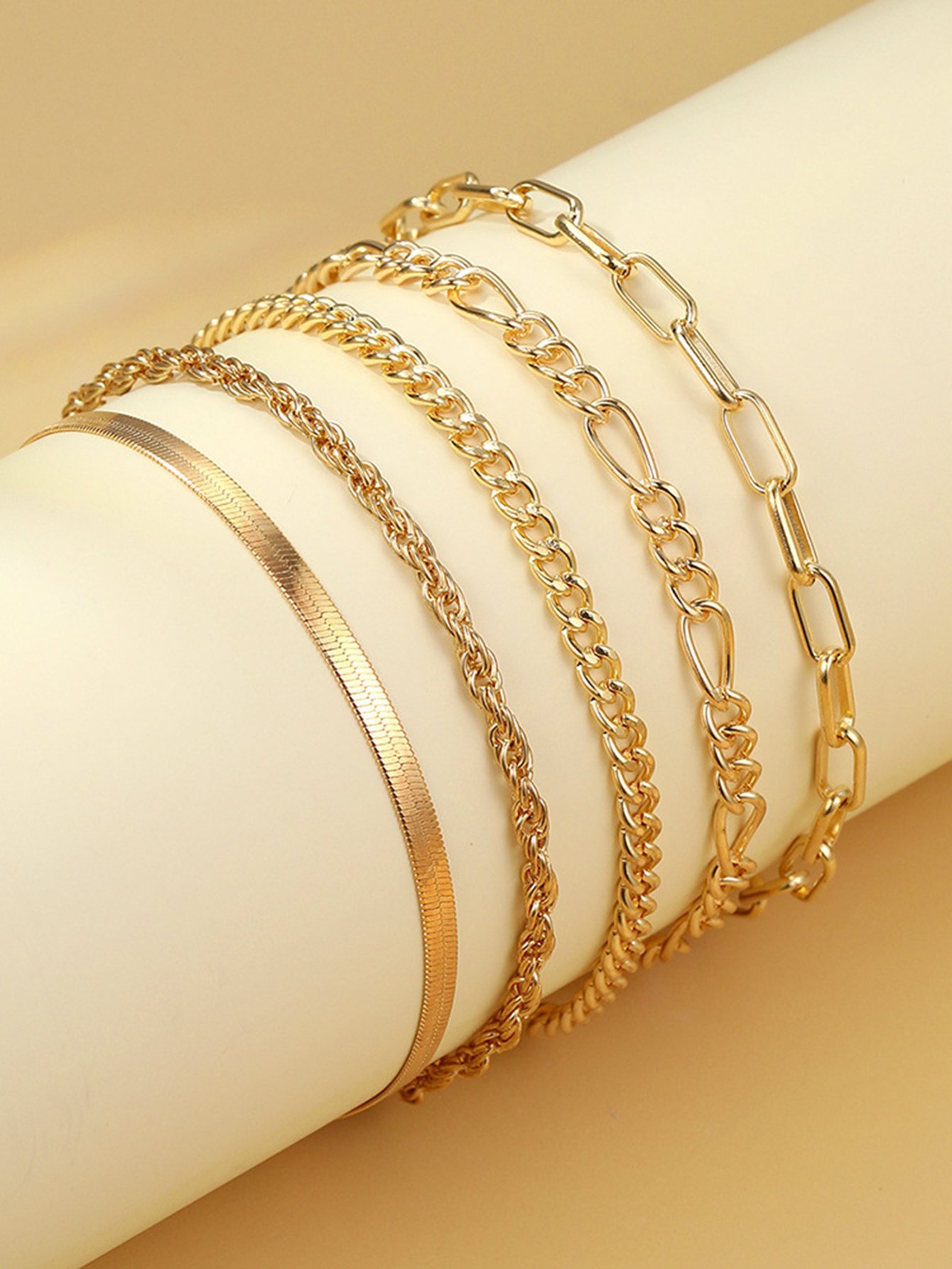 Pack of 5 - Gold Tone Link Bracelets