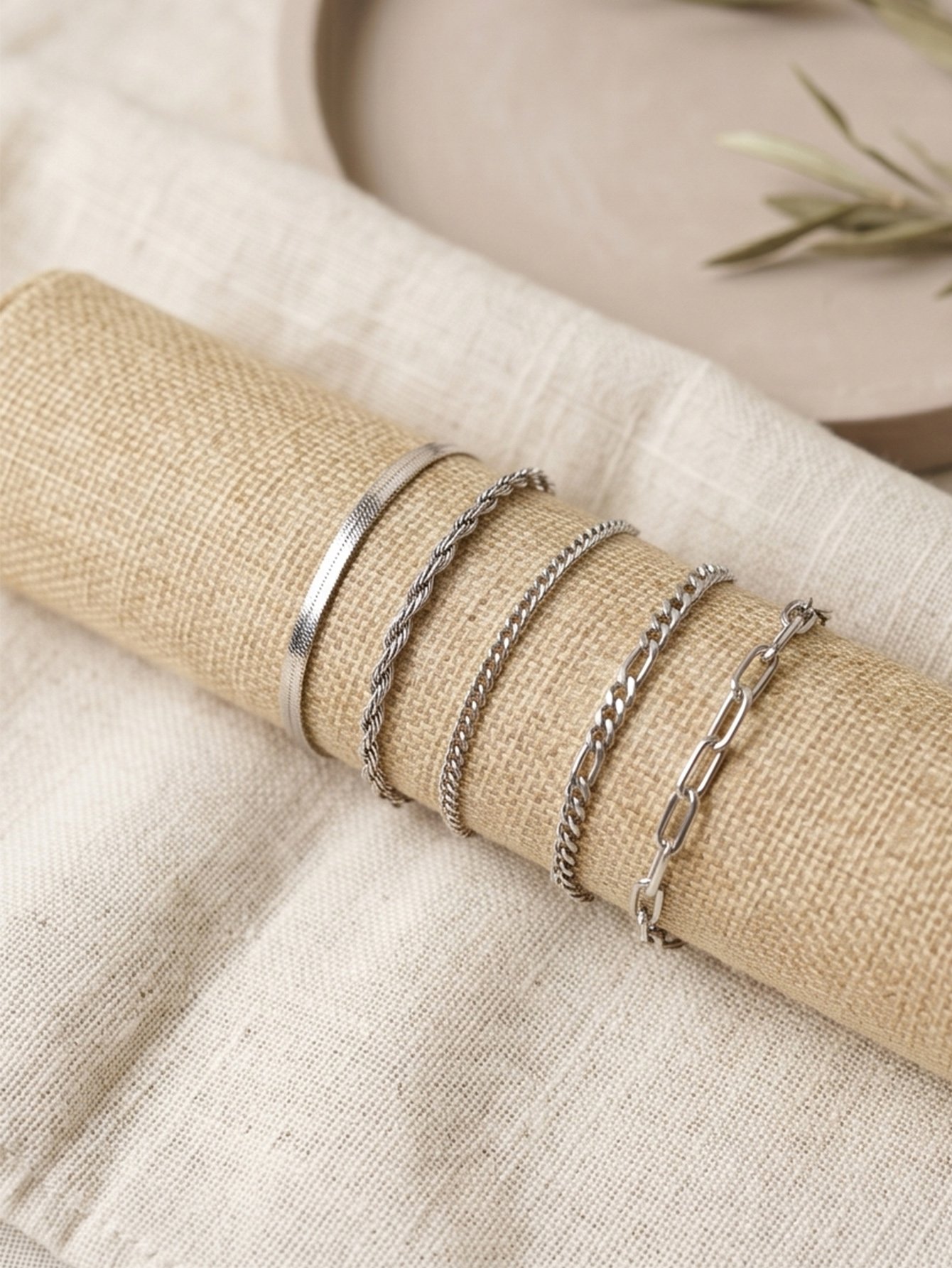 Pack of 5 - Silver Tone Link Bracelets