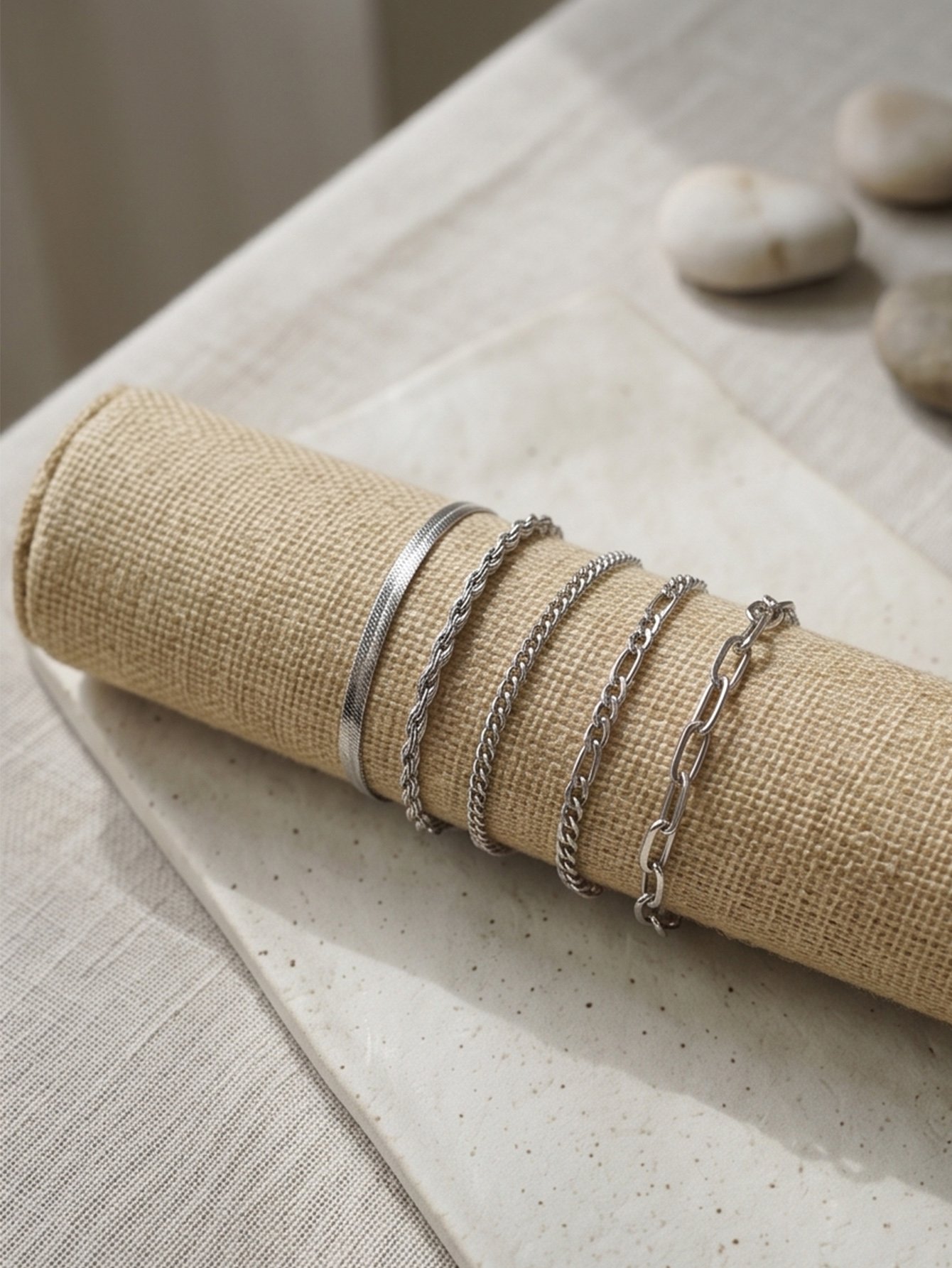 Pack of 5 - Silver Tone Link Bracelets