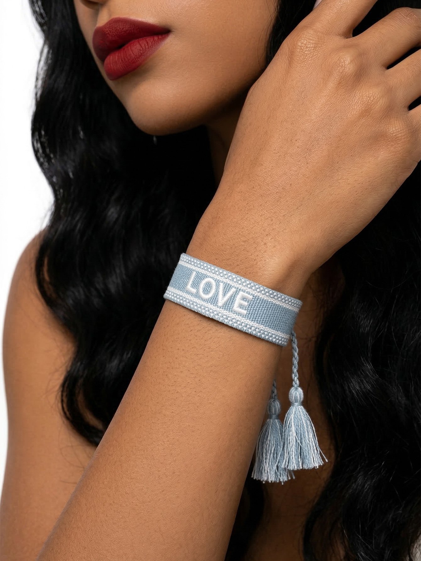 Multi-Color (Love) Embroidered Woven Bracelet