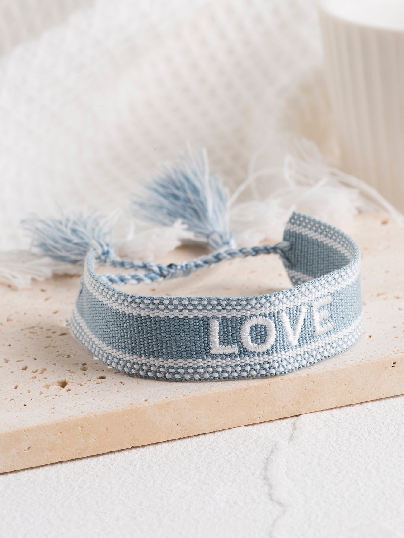 Multi-Color (Love) Embroidered Woven Bracelet