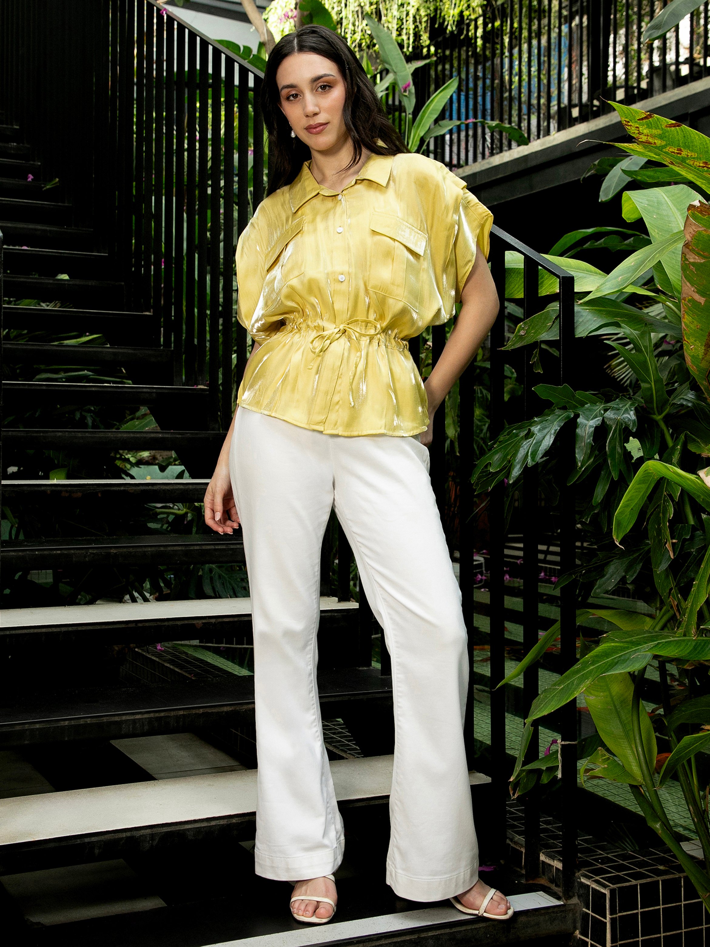 Butter Yellow Utility-Gleam Safari Shirt