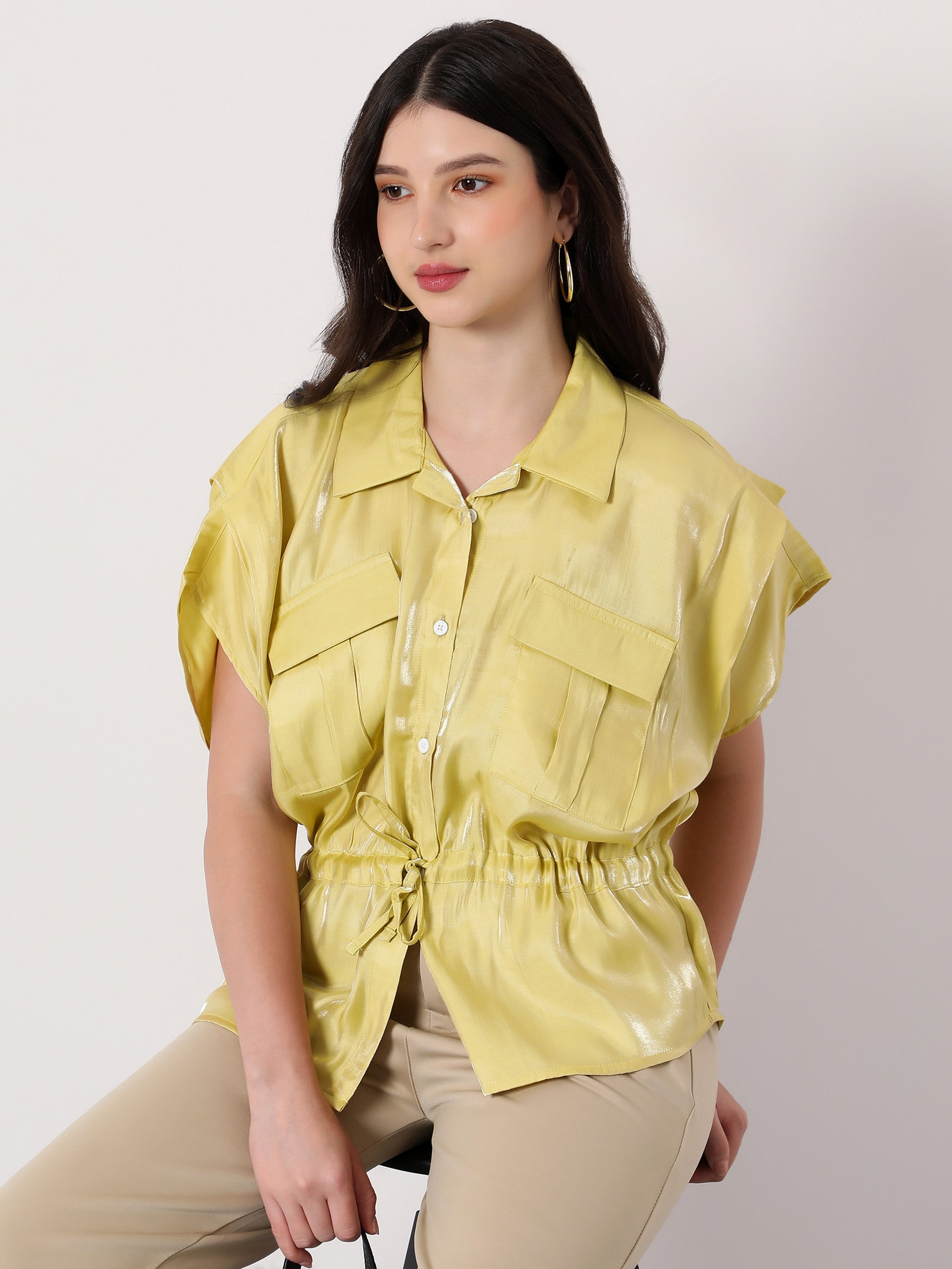 Butter Yellow Utility-Gleam Safari Shirt