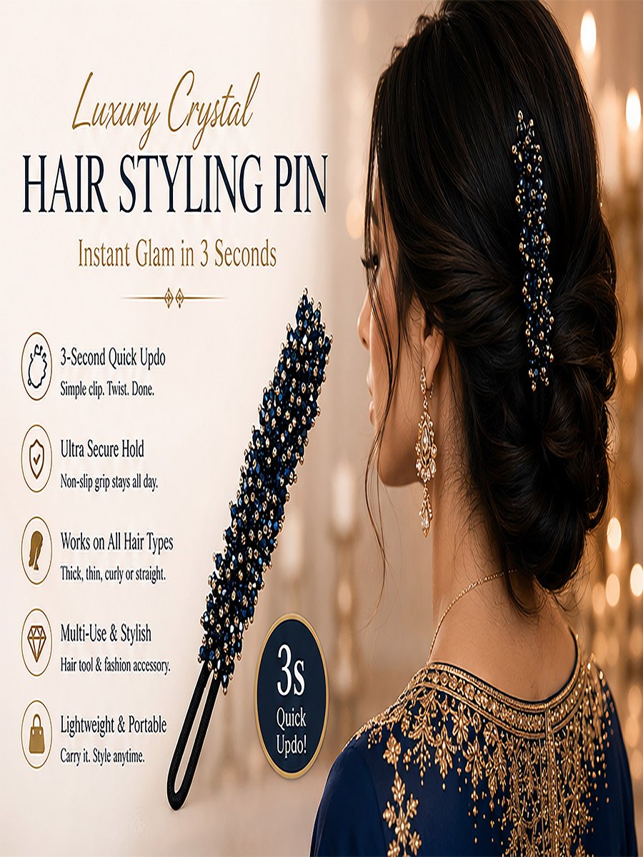 عود شعر مزين بخرز كريستال وأداة عمل كعكة شعر