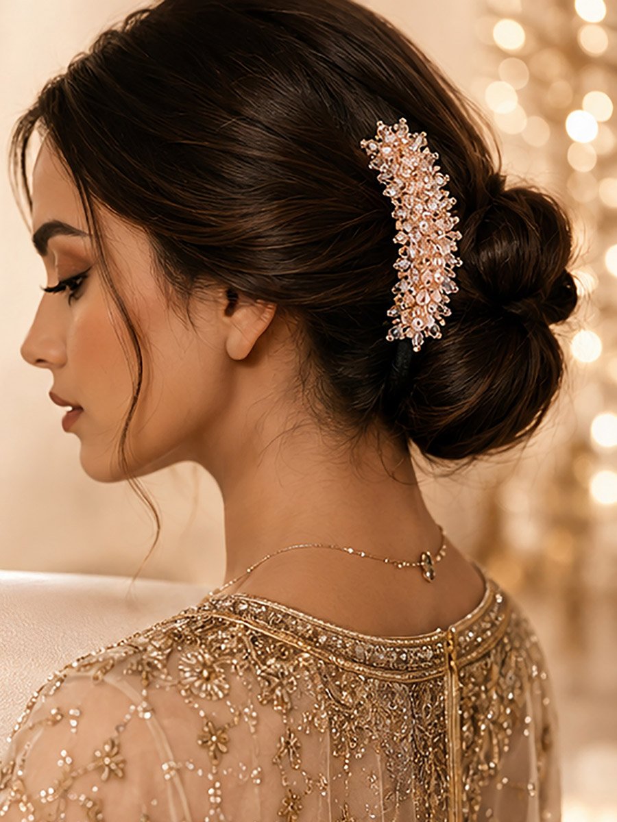 عود شعر مزين بخرز كريستال وأداة عمل كعكة شعر