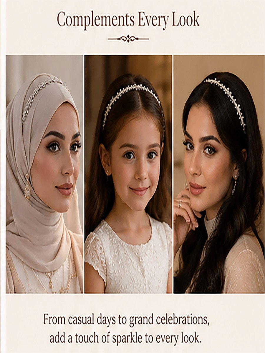 شريط رأس مزين بأحجار الراين وبشكل بلوم