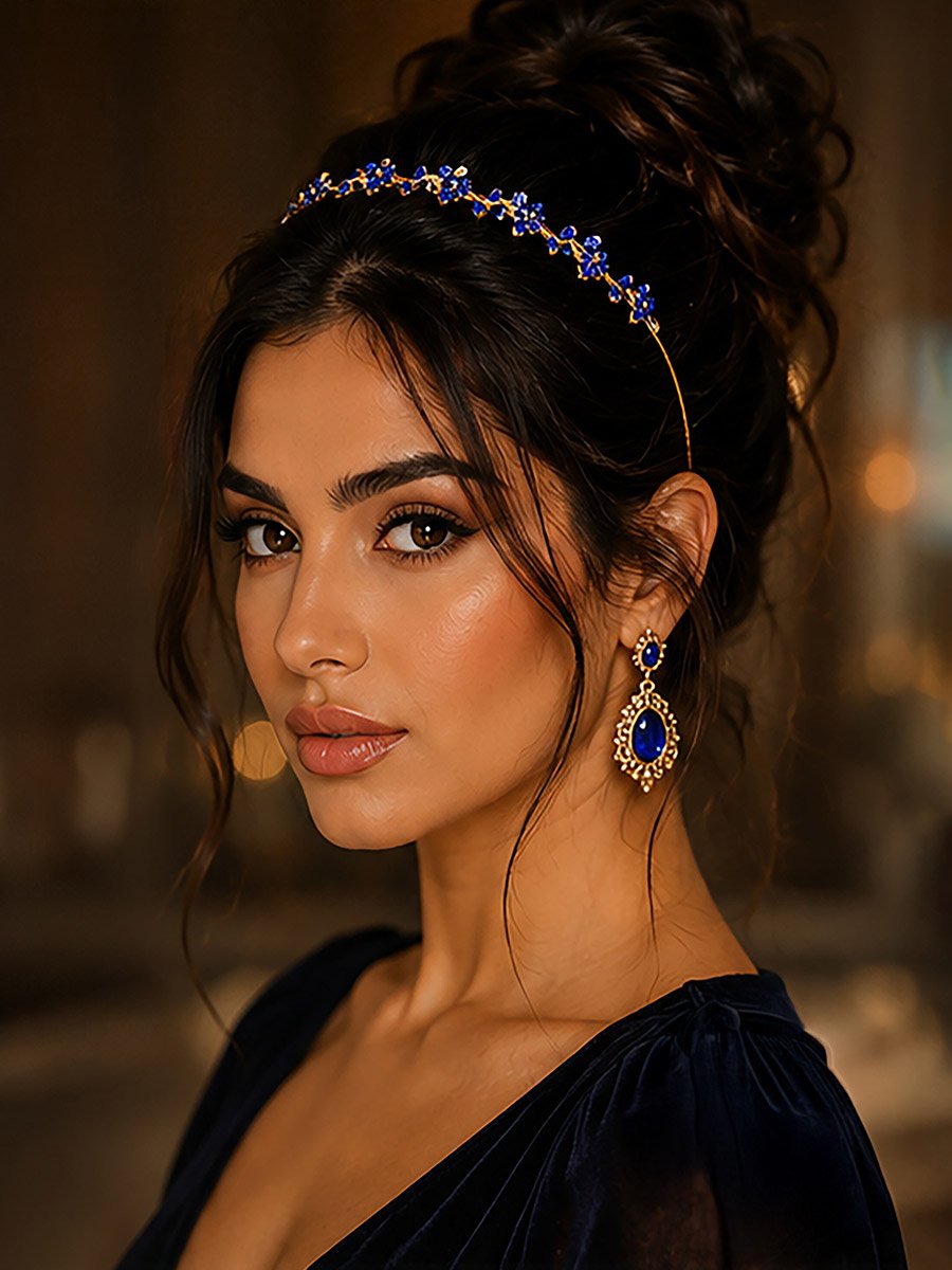 شريط رأس مزين بأحجار الراين وبشكل بلوم
