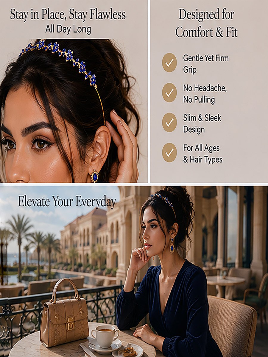 شريط رأس مزين بأحجار الراين وبشكل بلوم