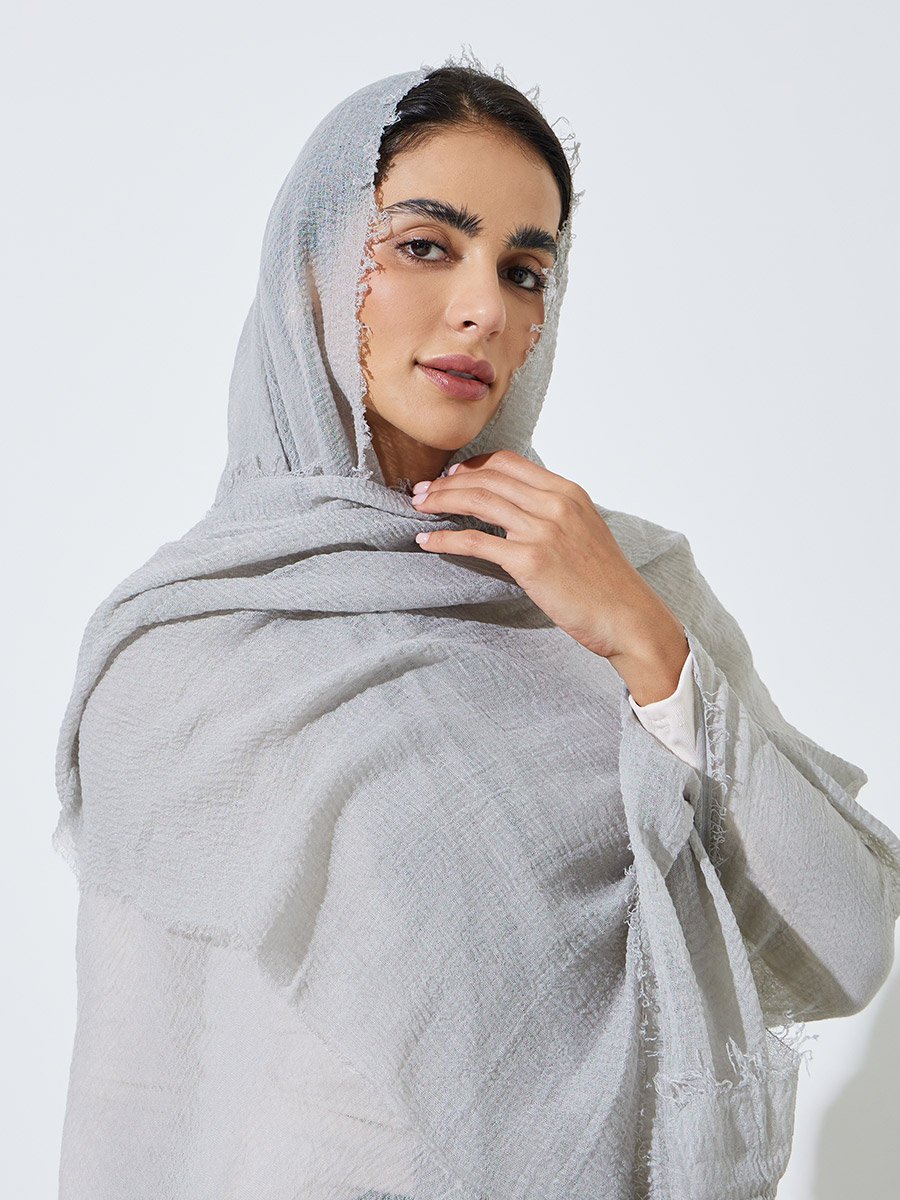 Grey Plain Crinkle Hijab