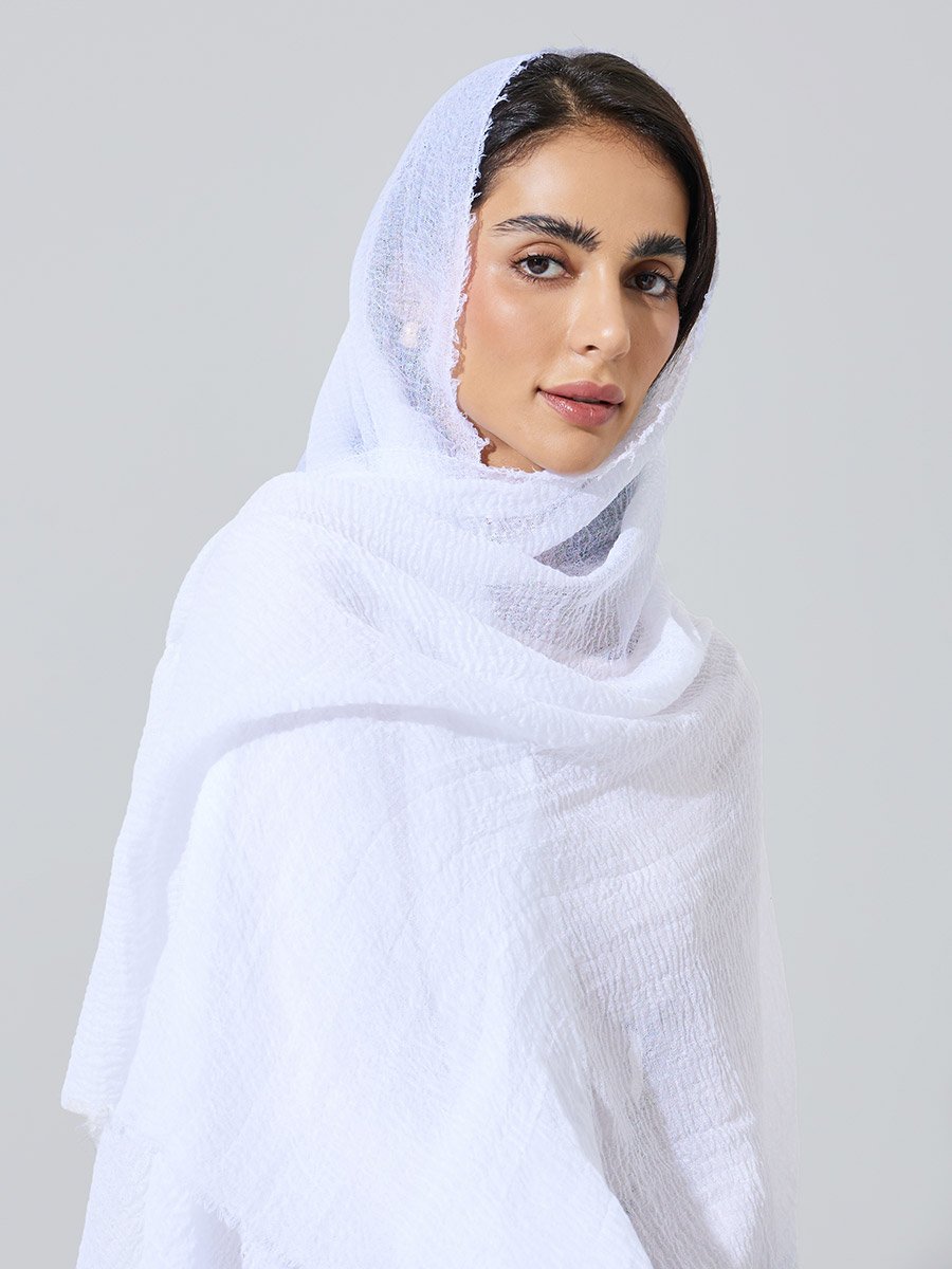 White Plain Crinkle Hijab