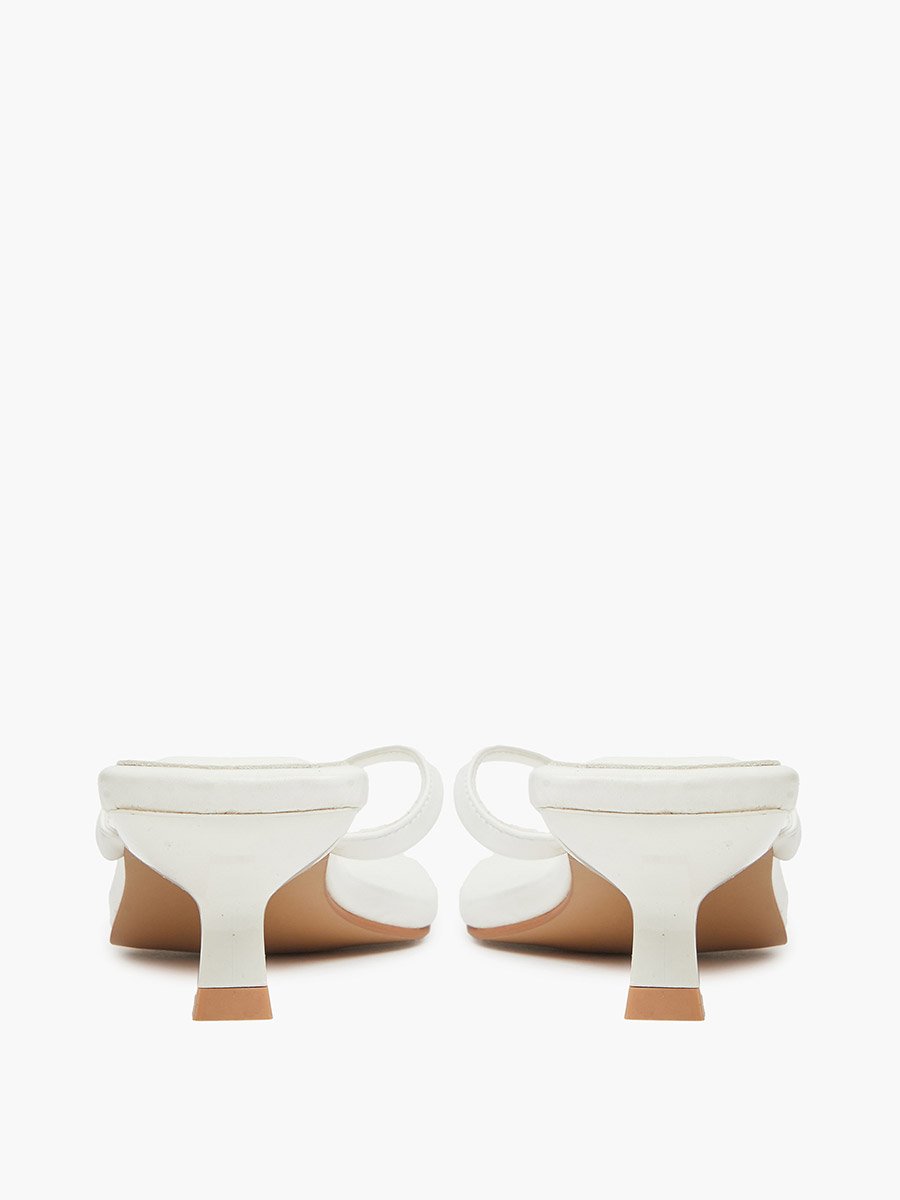 White Kitten Heel Thong Sandals