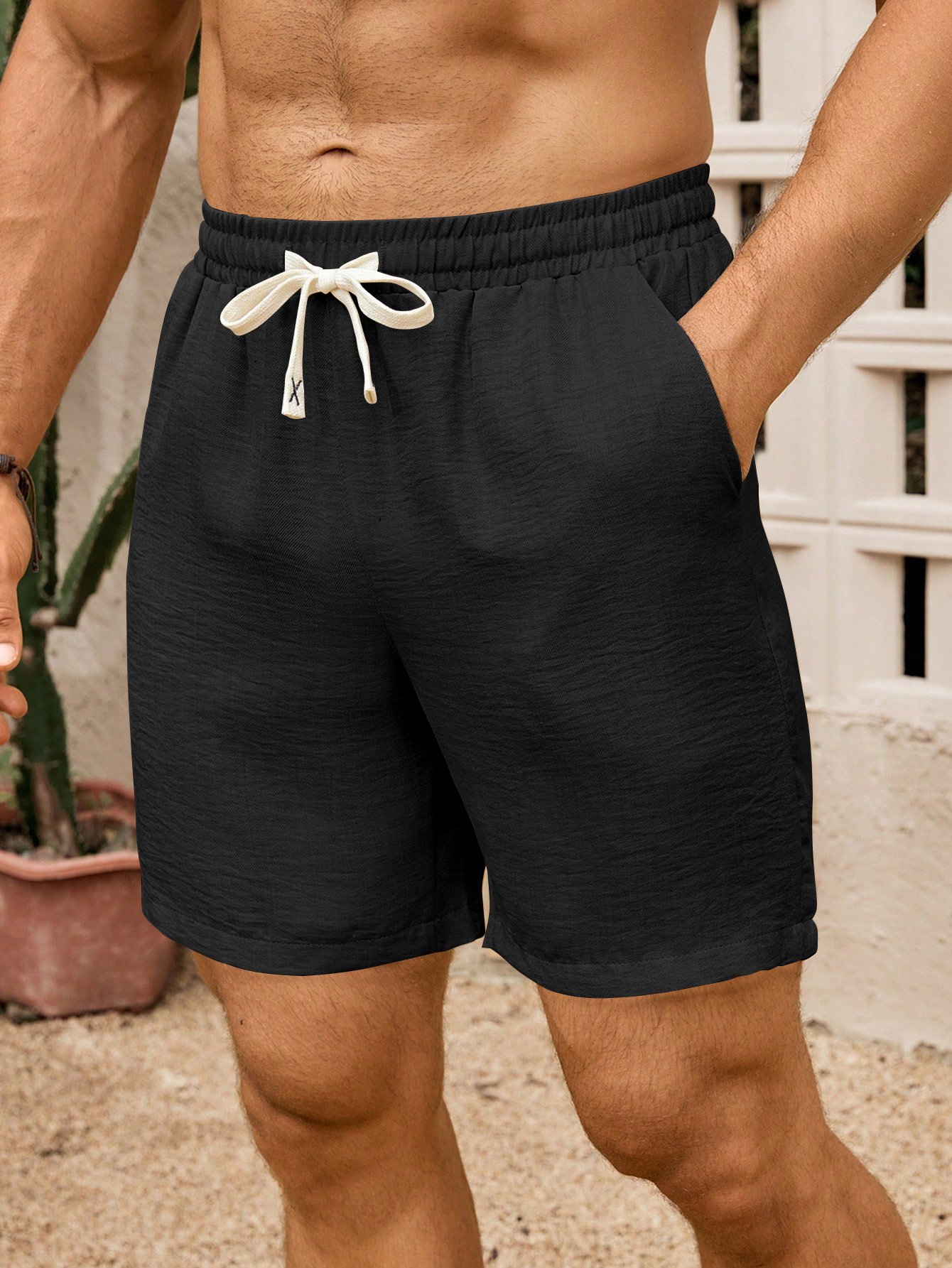 Men Solid Shorts with Side Pocket
