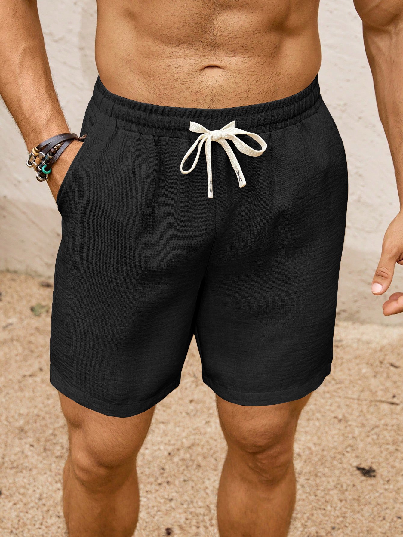 Men Solid Shorts with Side Pocket