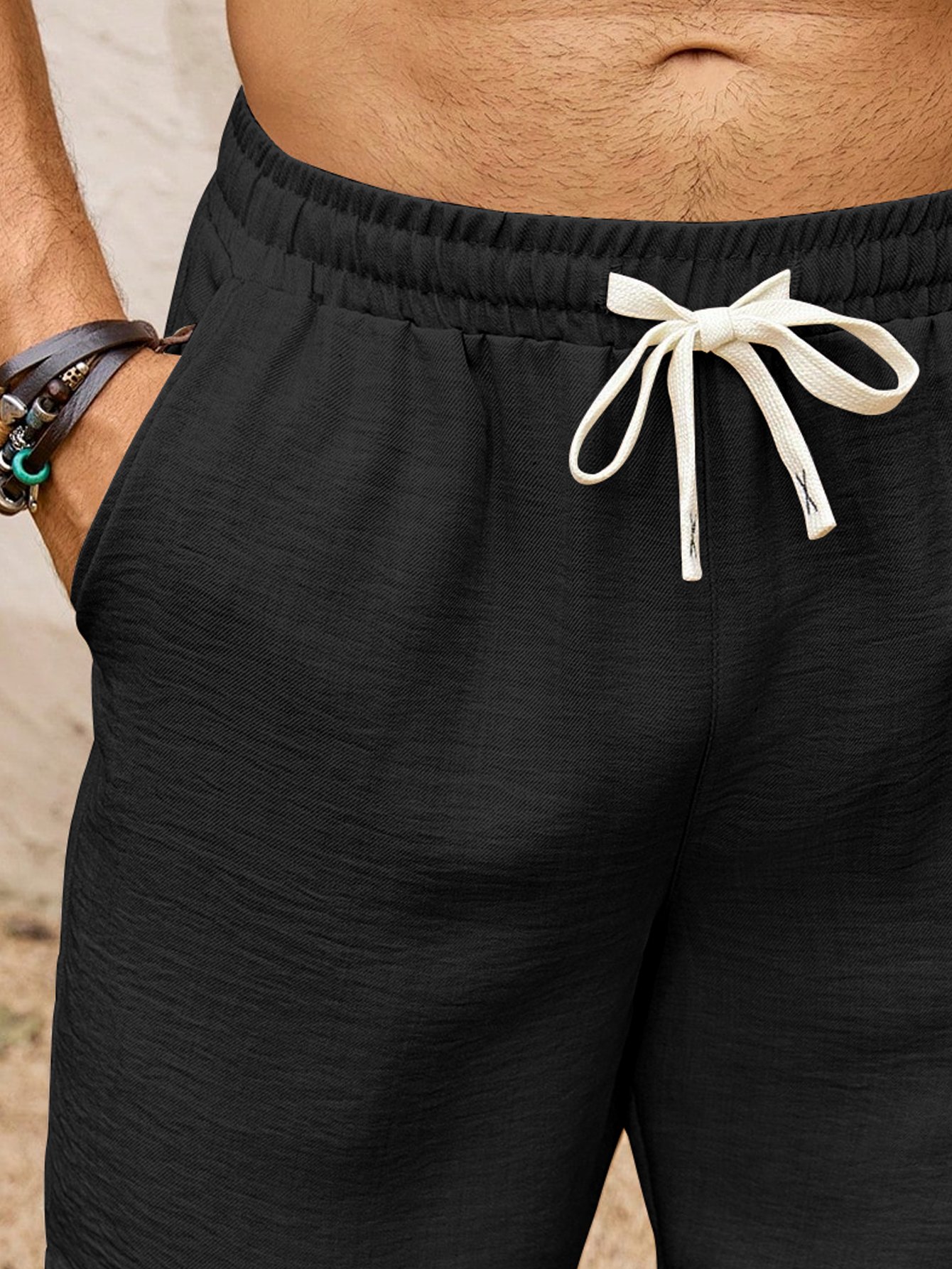 Men Solid Shorts with Side Pocket