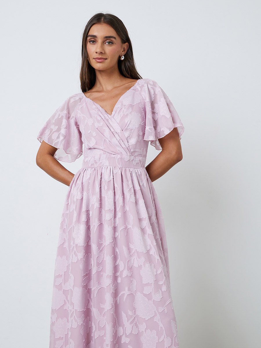 Light Pink Jacquard A-Line Maxi Dress
