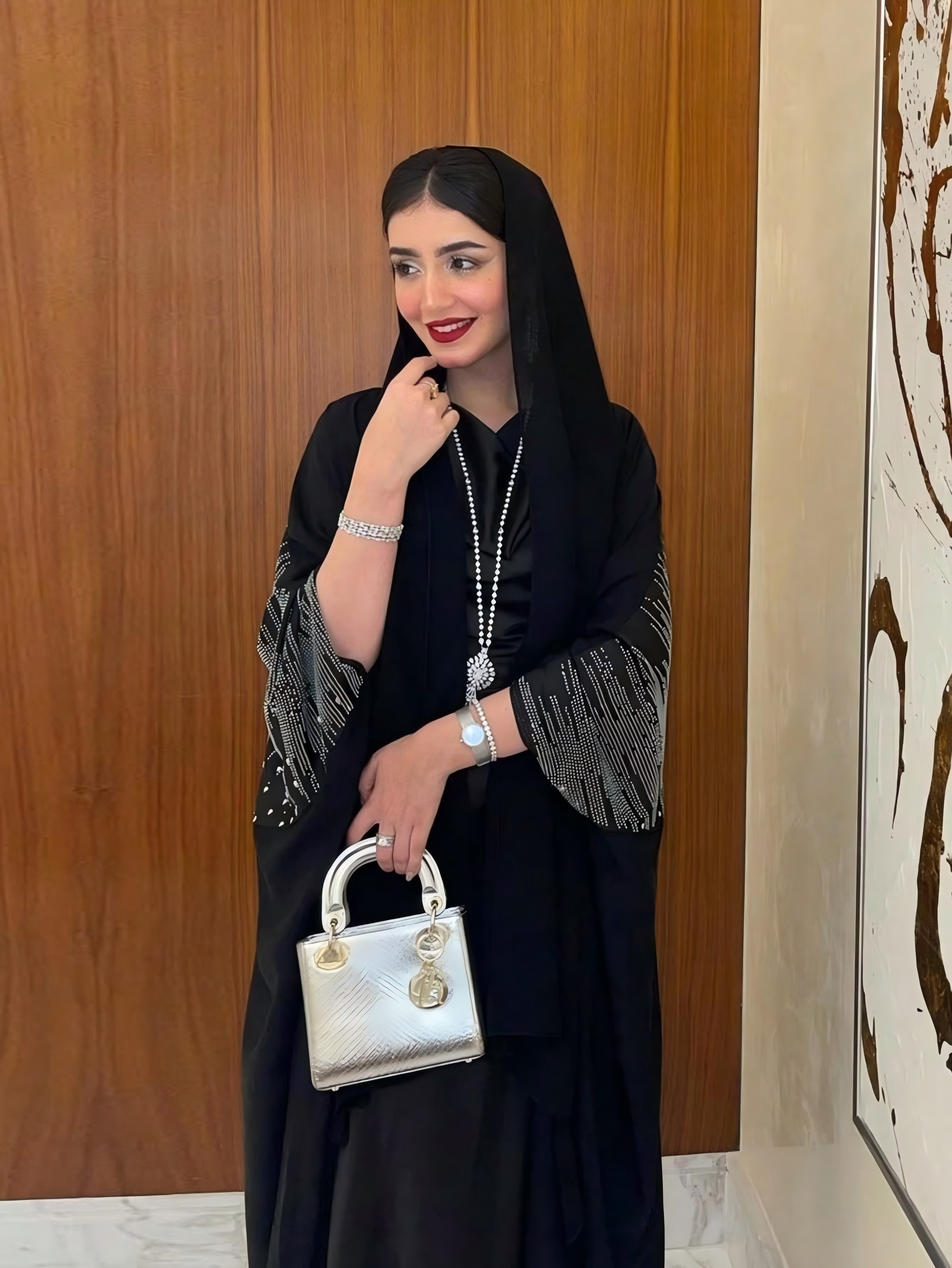Black Embellished Long Sleeves Abaya
