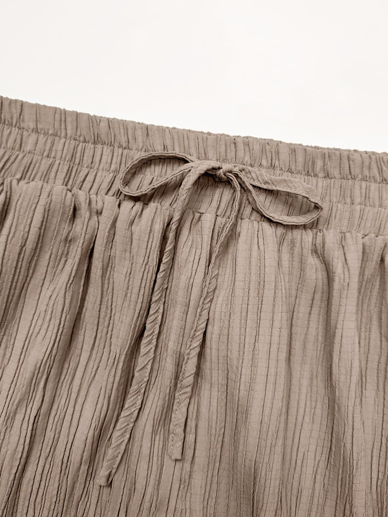 Plus Size Nude Textured Wide-Leg Trousers