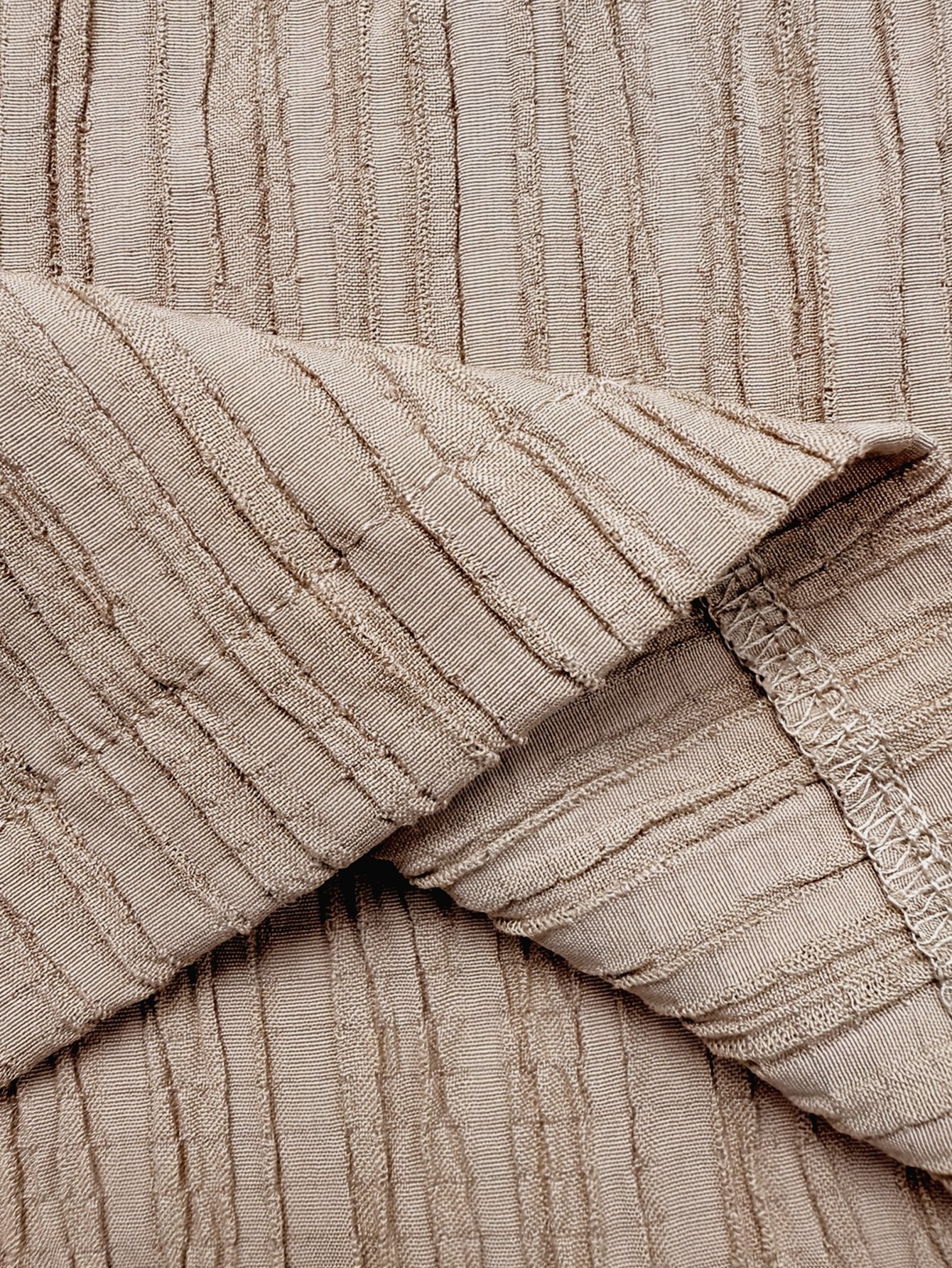 Plus Size Nude Textured Wide-Leg Trousers