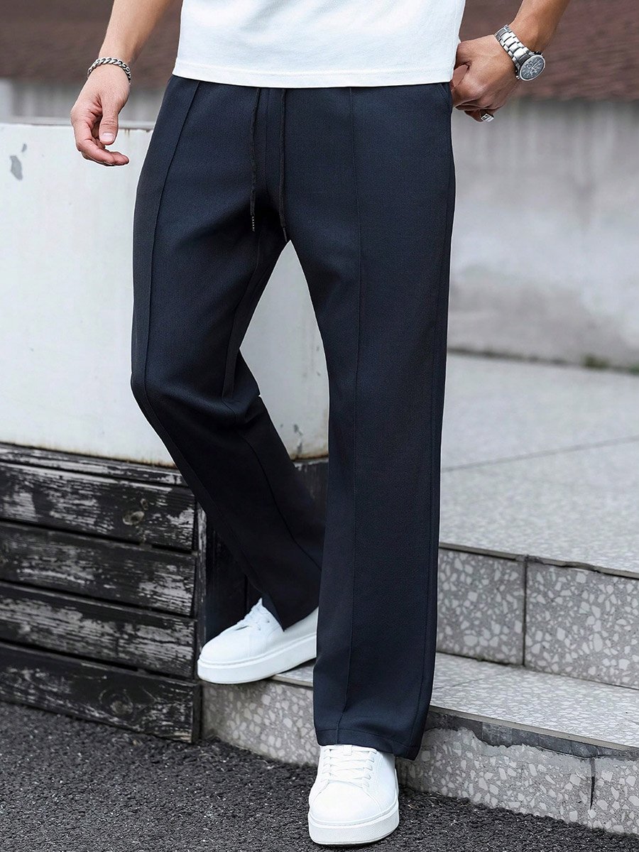 Men Navy Blue Relaxed Fit Trousers