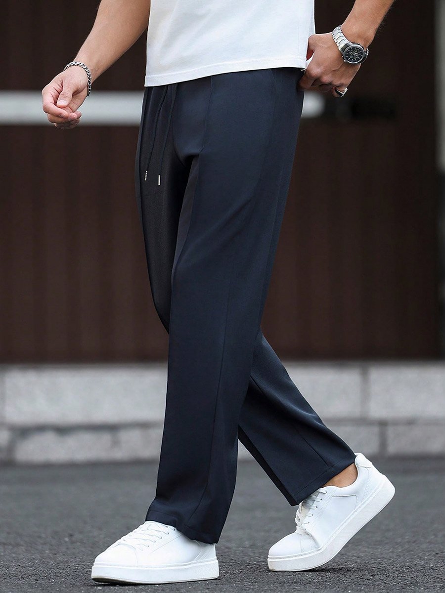 Men Navy Blue Relaxed Fit Trousers