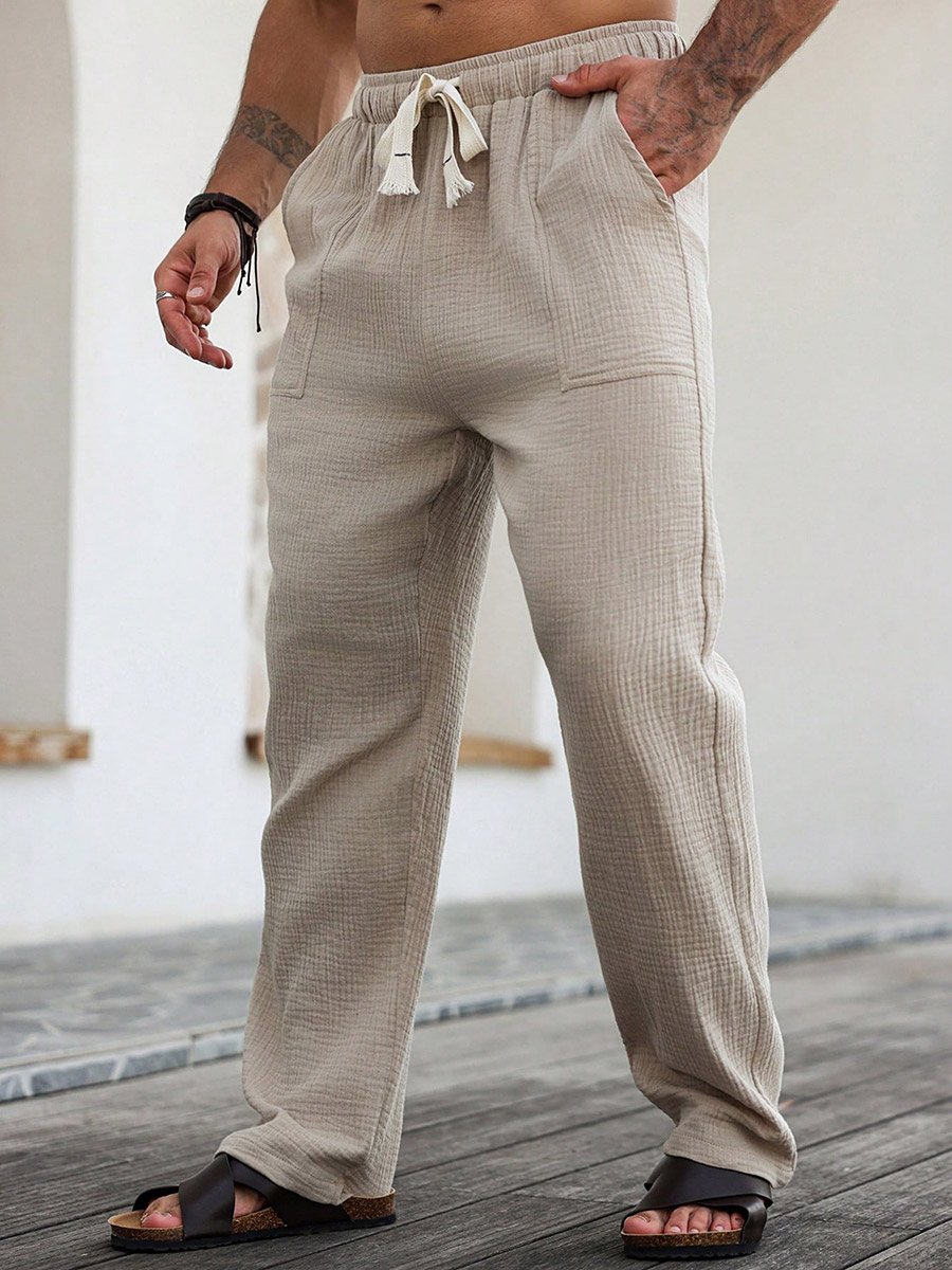 Men Beige Comfort Cotton Pants
