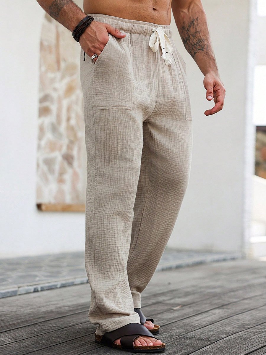 Men Beige Comfort Cotton Pants