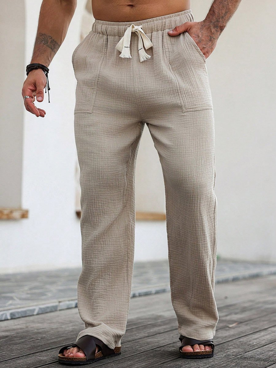 Men Beige Comfort Cotton Pants