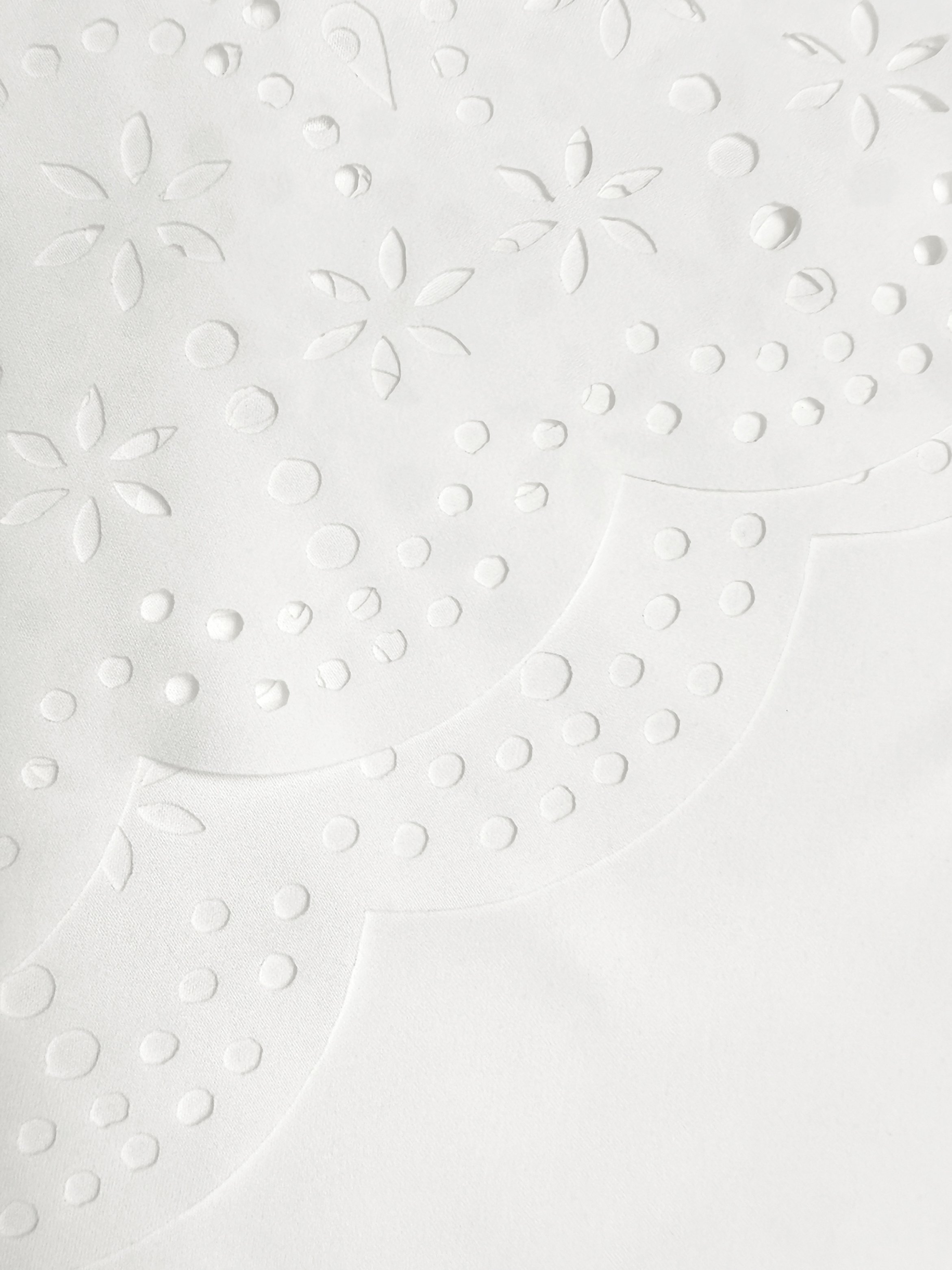 White Plus Size Eyelet Blouse With 3/4 Sleeves