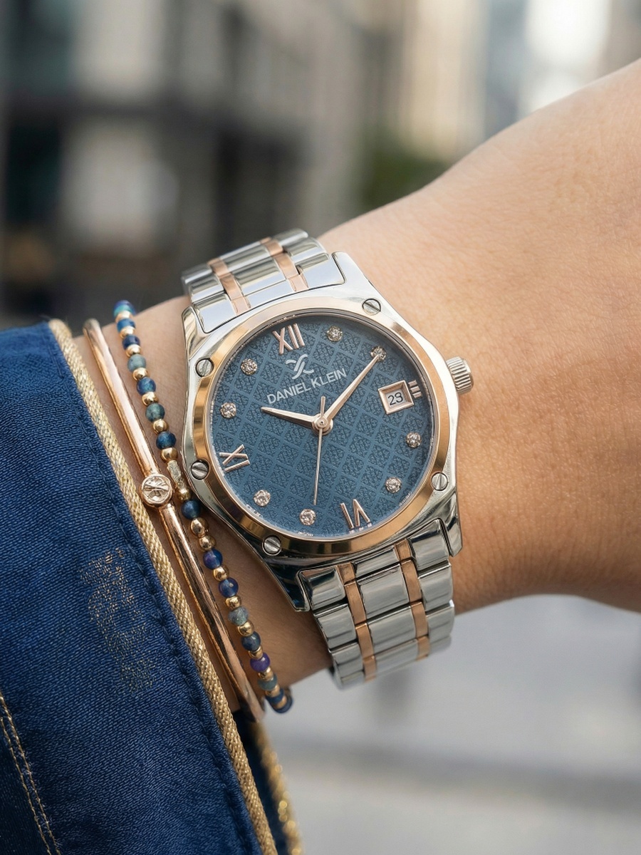 Premium Silver and Rose Gold Stainless Steel Watch for Women DK.1.14271-6