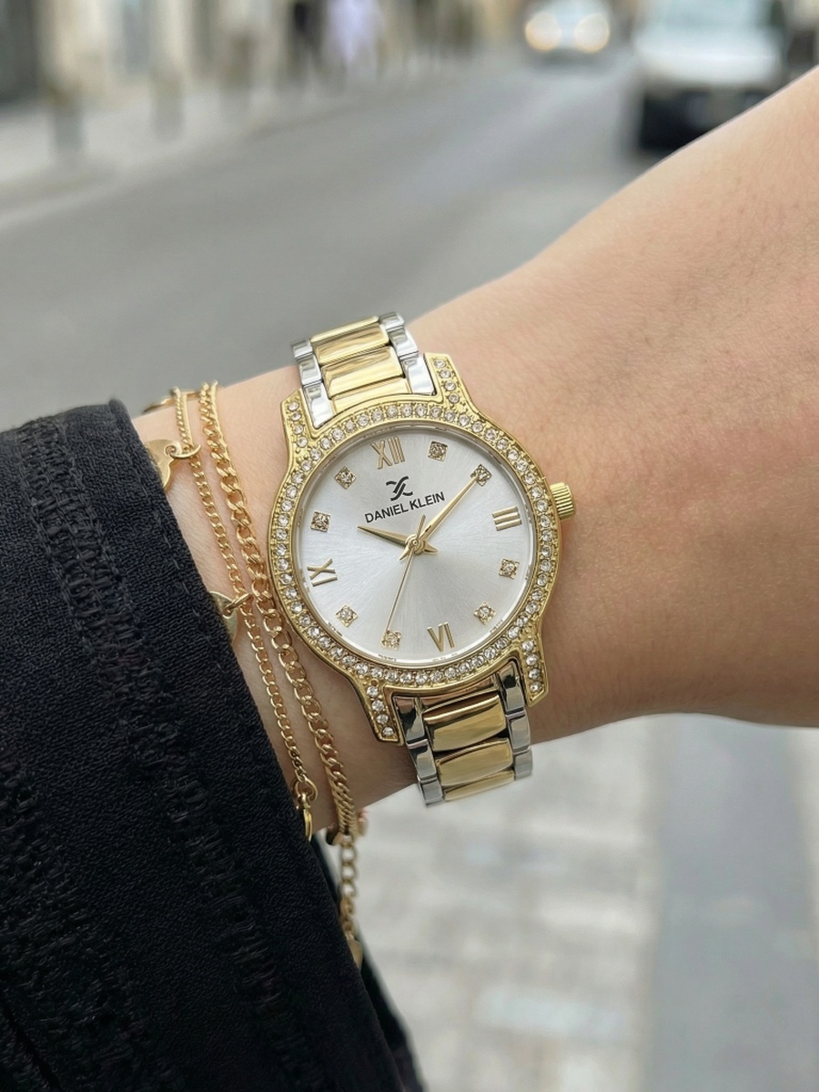 Premium Silver and Gold Stainless Steel Watch for Women DK.1.14118-4