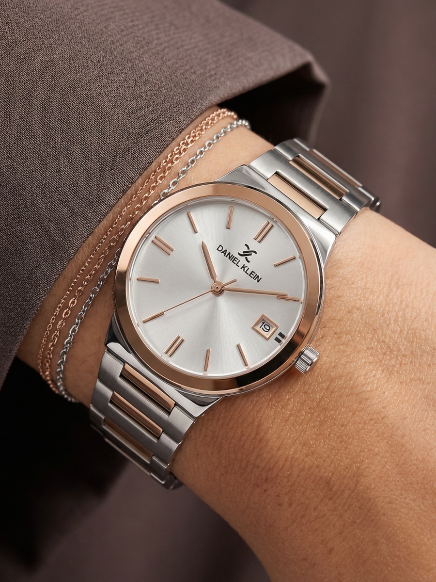 Premium Silver and Rose Gold Stainless Steel Watch for Women DK.1.14110-6