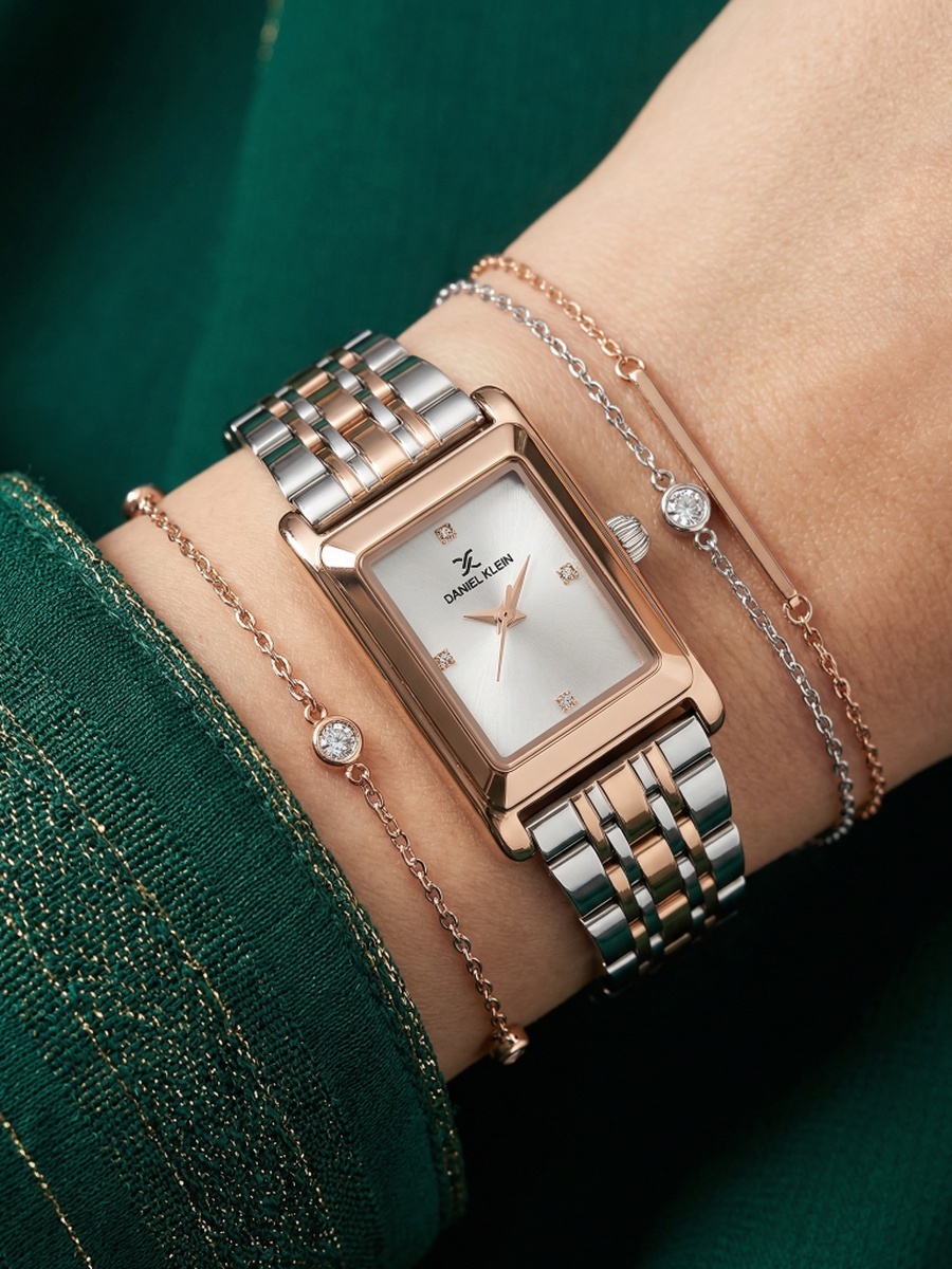 Premium Silver and Rose Gold Stainless Steel Watch for Women DK.1.14108-6