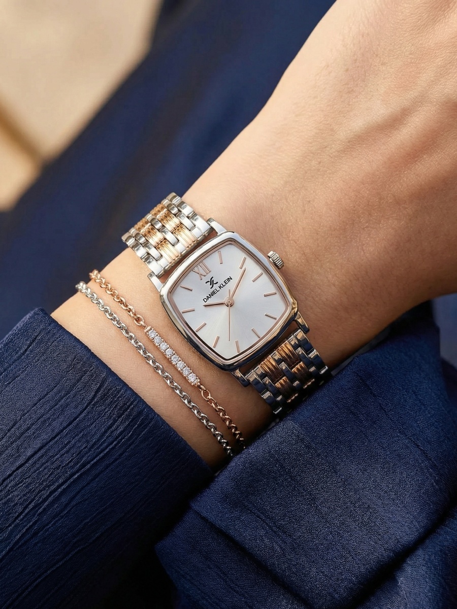 Premium Silver and Rose Gold Stainless Steel Watch for Women DK.1.14102-6