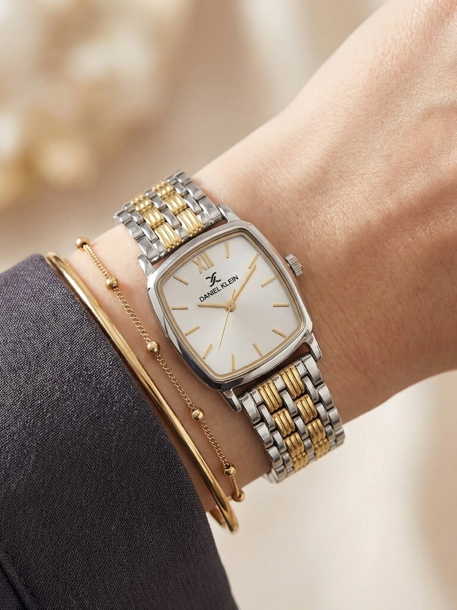 Premium Silver and Gold Stainless Steel Watch for Women DK.1.14102-4