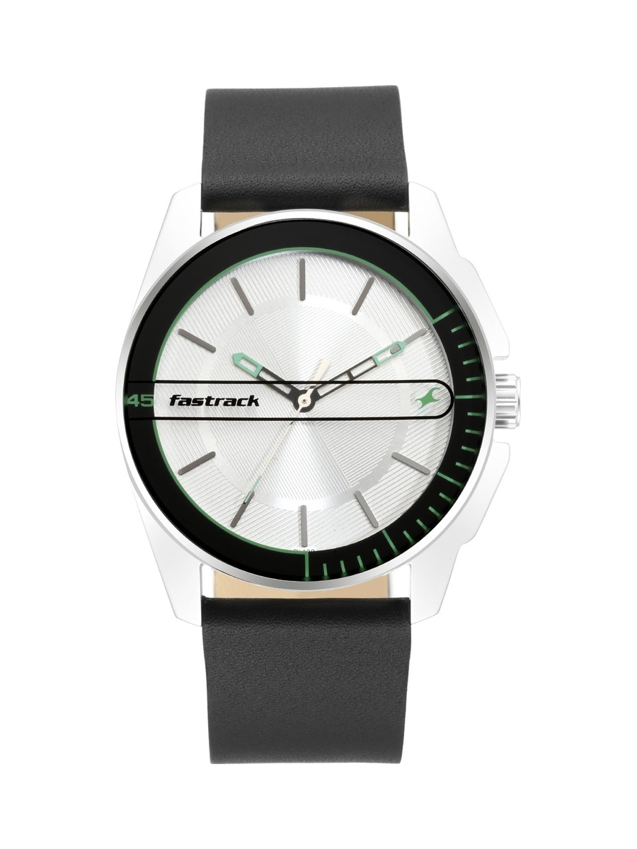 Men Silver Dial Analog Watch with Premium Leather Strap