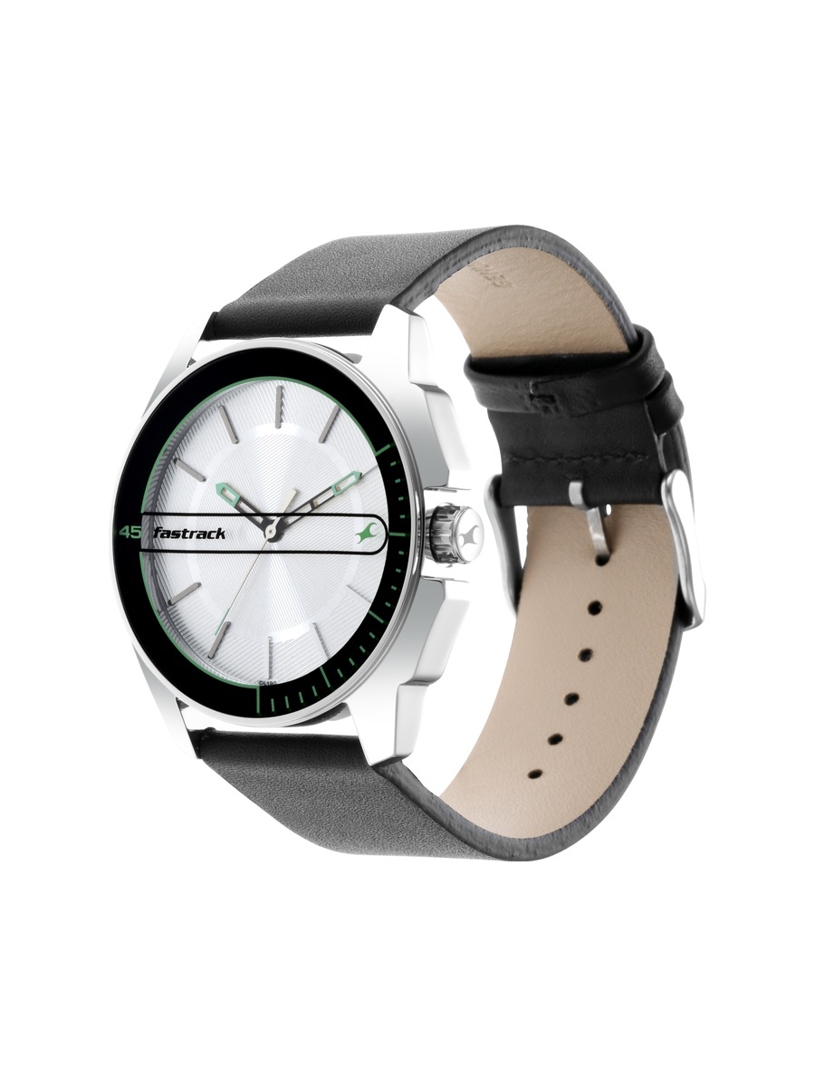 Men Silver Dial Analog Watch with Premium Leather Strap