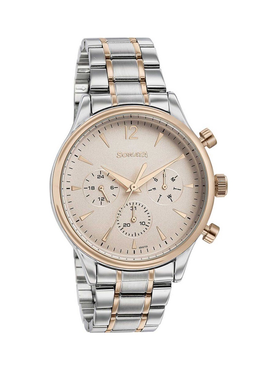 Men Two-Tone Stainless Steel Bracelet Watch