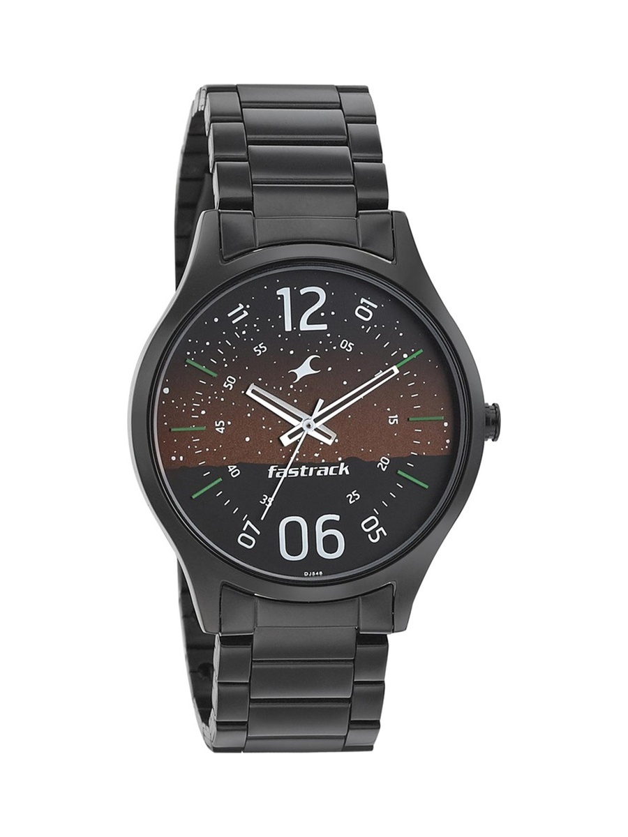 Space Rover Men Analog Watch with Black Dial and Stainless Steel Strap
