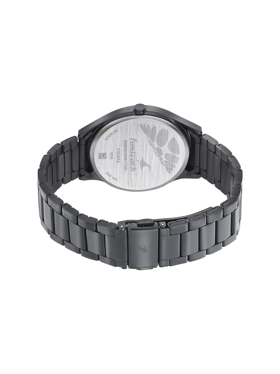 Space Rover Men Analog Watch with Black Dial and Stainless Steel Strap