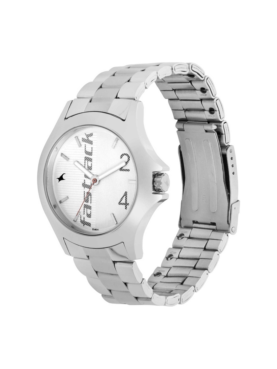 Men Silver Dial Watch with Stainless Steel Strap