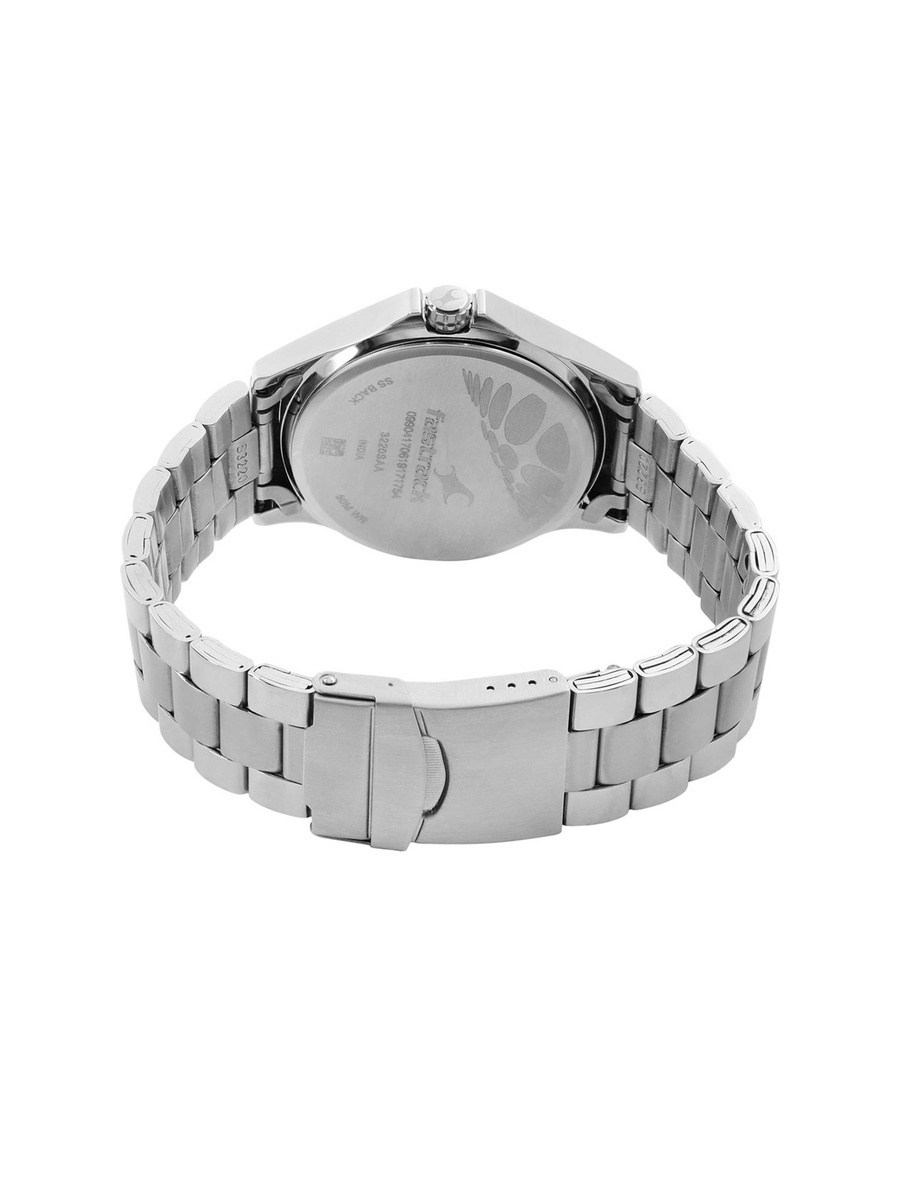 Men Silver Dial Watch with Stainless Steel Strap