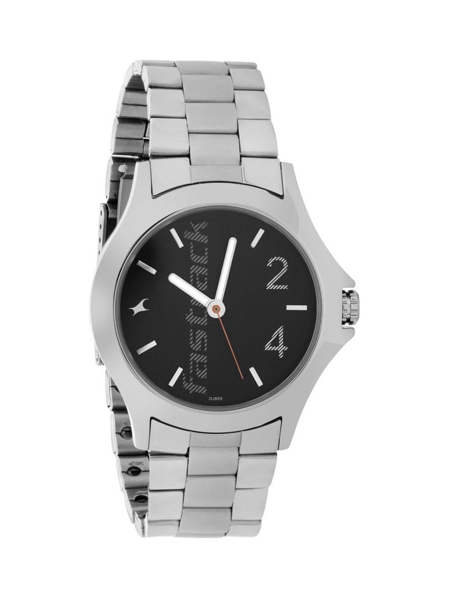 Men Black Dial Watch and Stainless Steel Strap