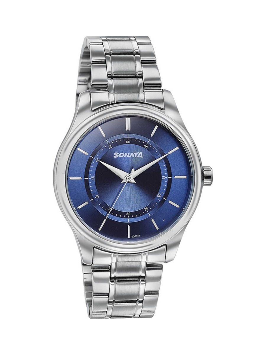Men Silver Stainless Steel Strap Analog Watch