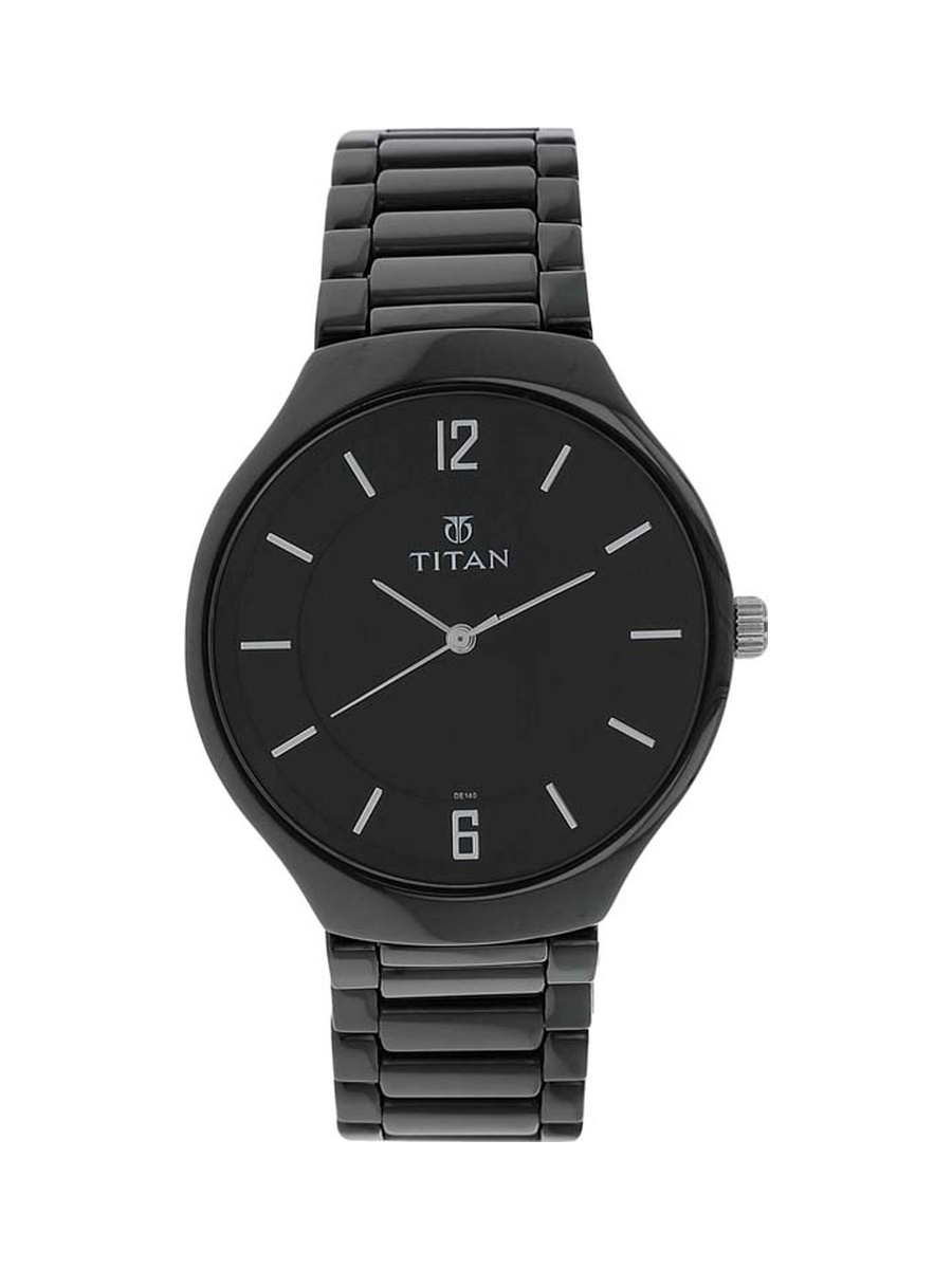 Ceramic Men Analog Watch with Black Dial and Ceramic Strap