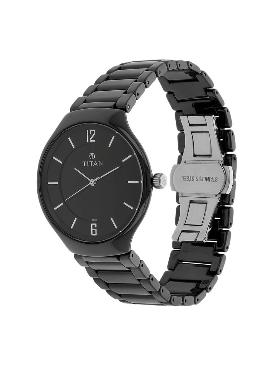 Ceramic Men Analog Watch with Black Dial and Ceramic Strap