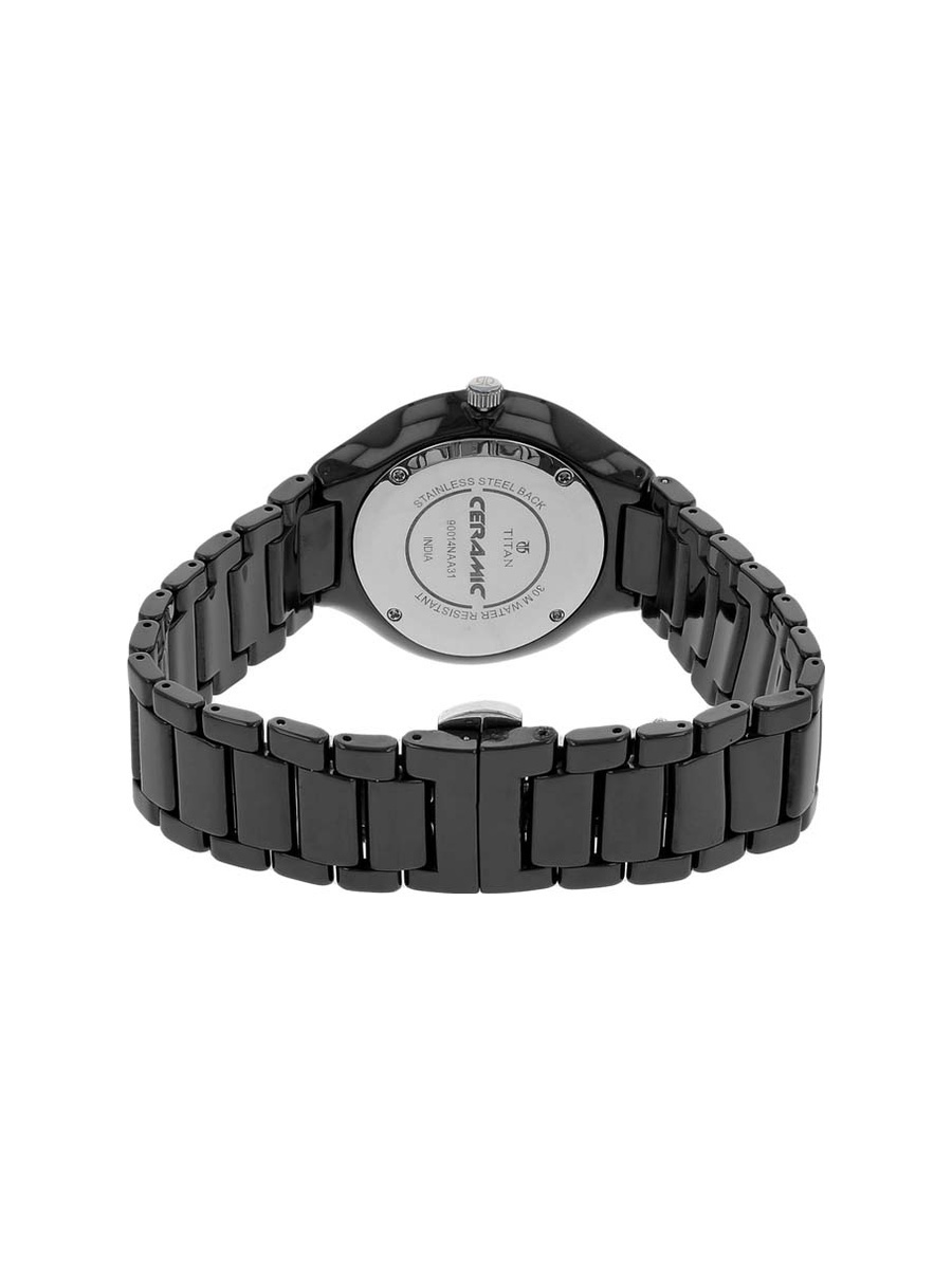 Ceramic Men Analog Watch with Black Dial and Ceramic Strap